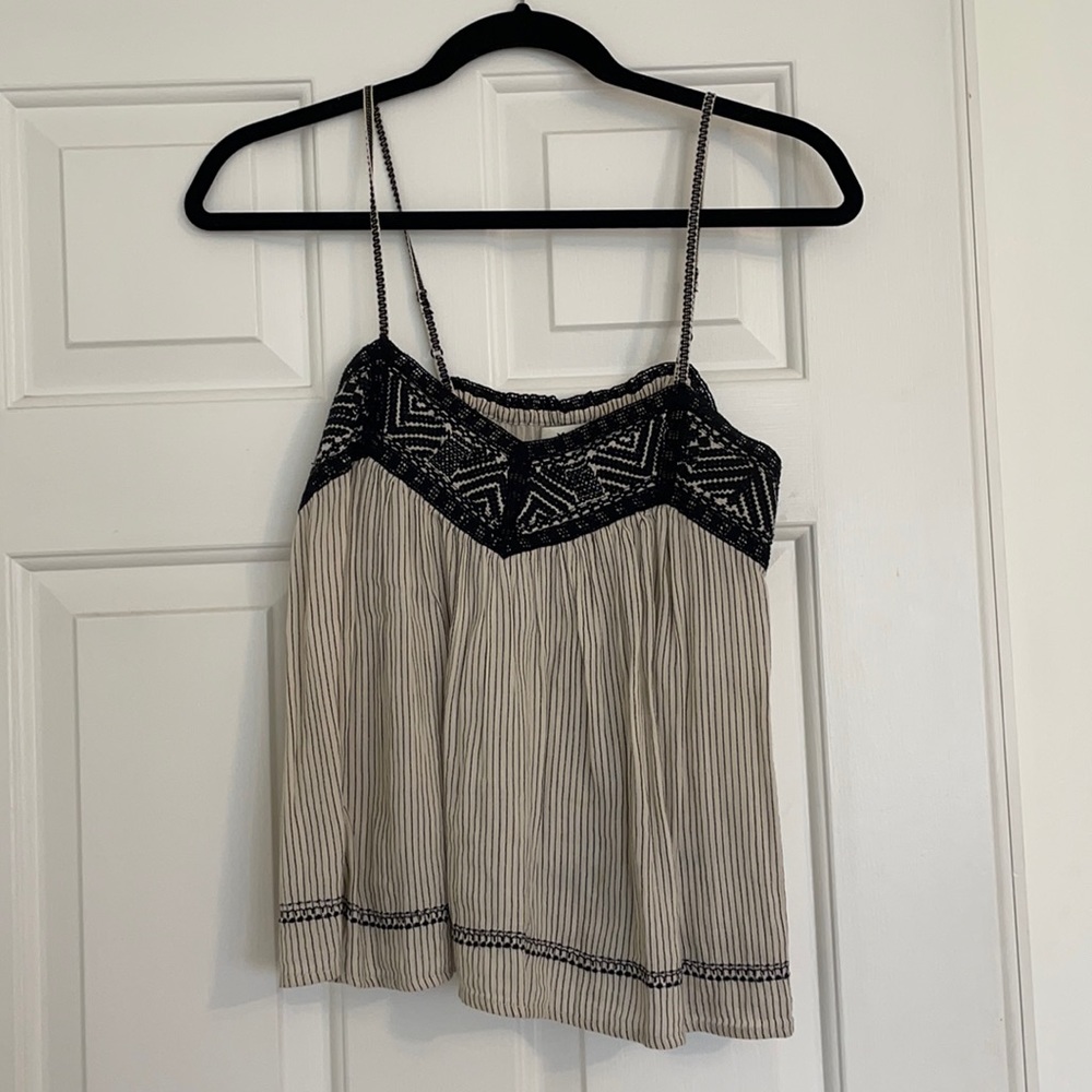 Black and white spaghetti strapped top